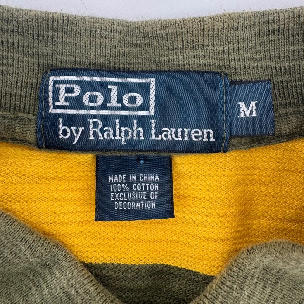Polo Ralph Lauren Mens Medium Multi Color Striped Pique Cotton Polo Shirt